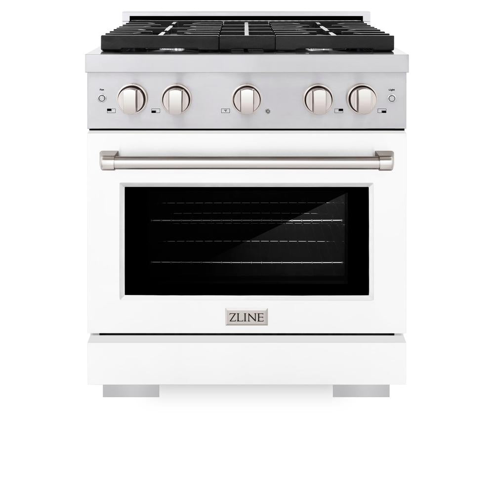 ZLINE Paramount 30-inch range in stainless steel with white matte door SDR-WM-30, front view