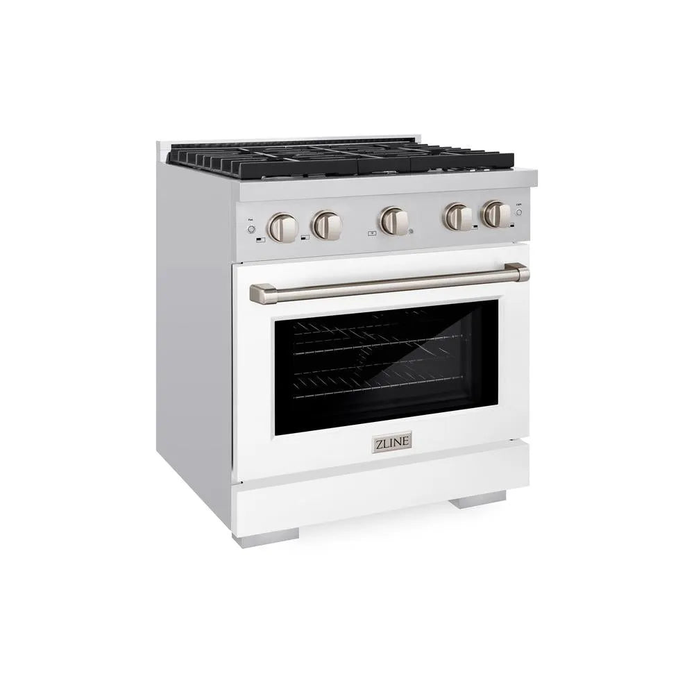 ZLINE Paramount 30-inch range in stainless steel with white matte door SDR-WM-30