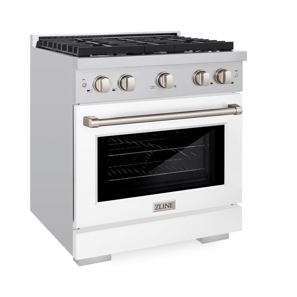 ZLINE Paramount 30-inch range in stainless steel with white matte door SDR-WM-30, view 6