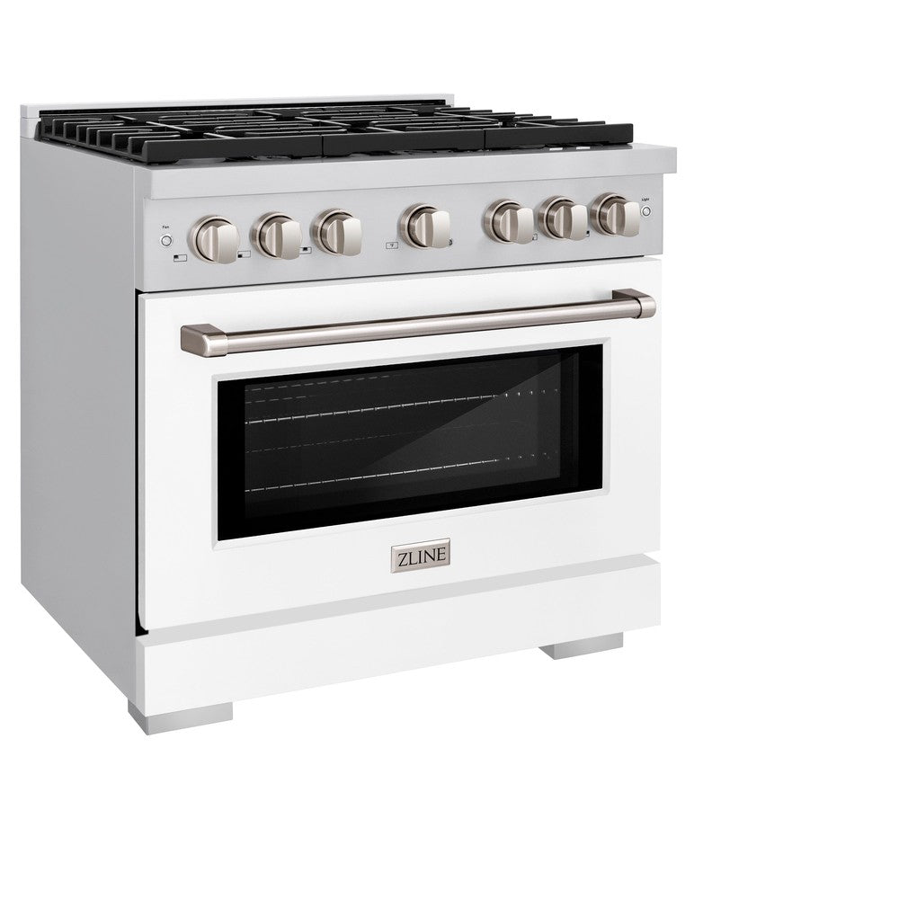 ZLINE Paramount 36-inch range in stainless steel with white matte door SDR-WM-36, view 4
