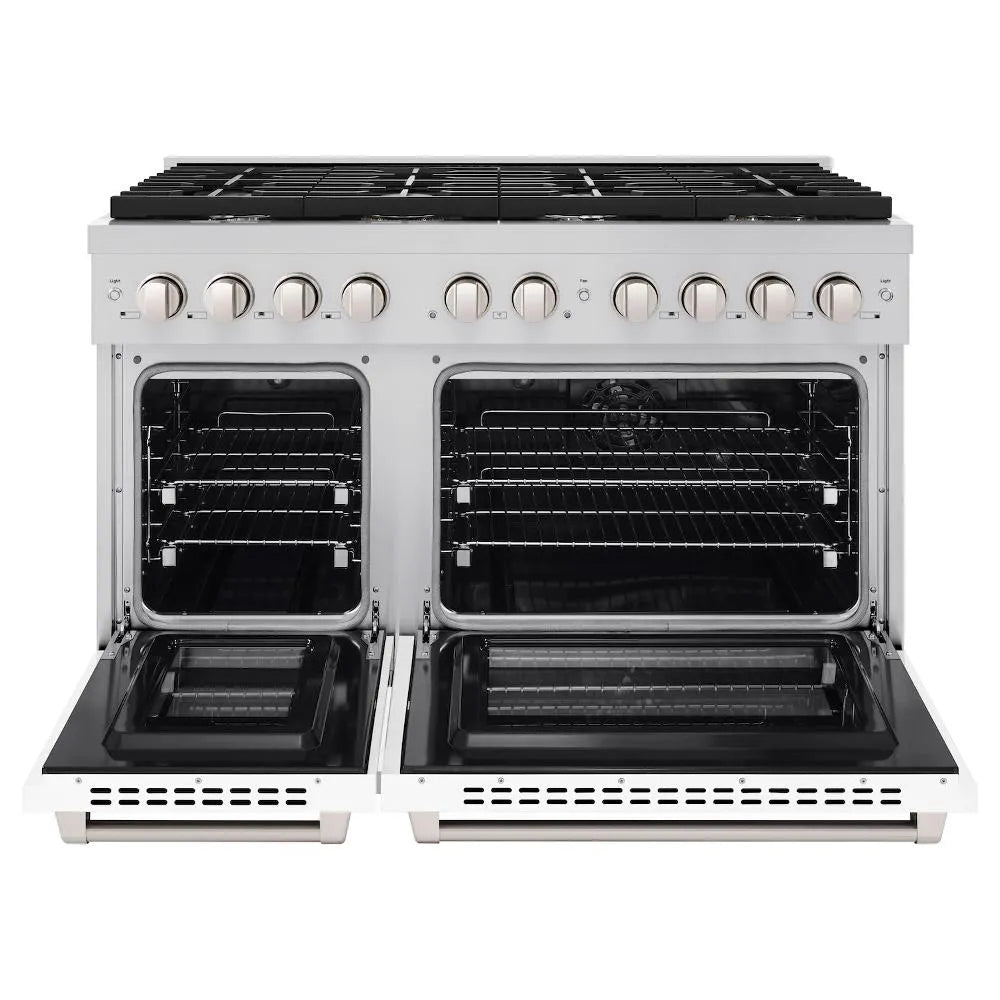 ZLINE Paramount 48-inch range in stainless steel with white matte door SDR-WM-48, front view