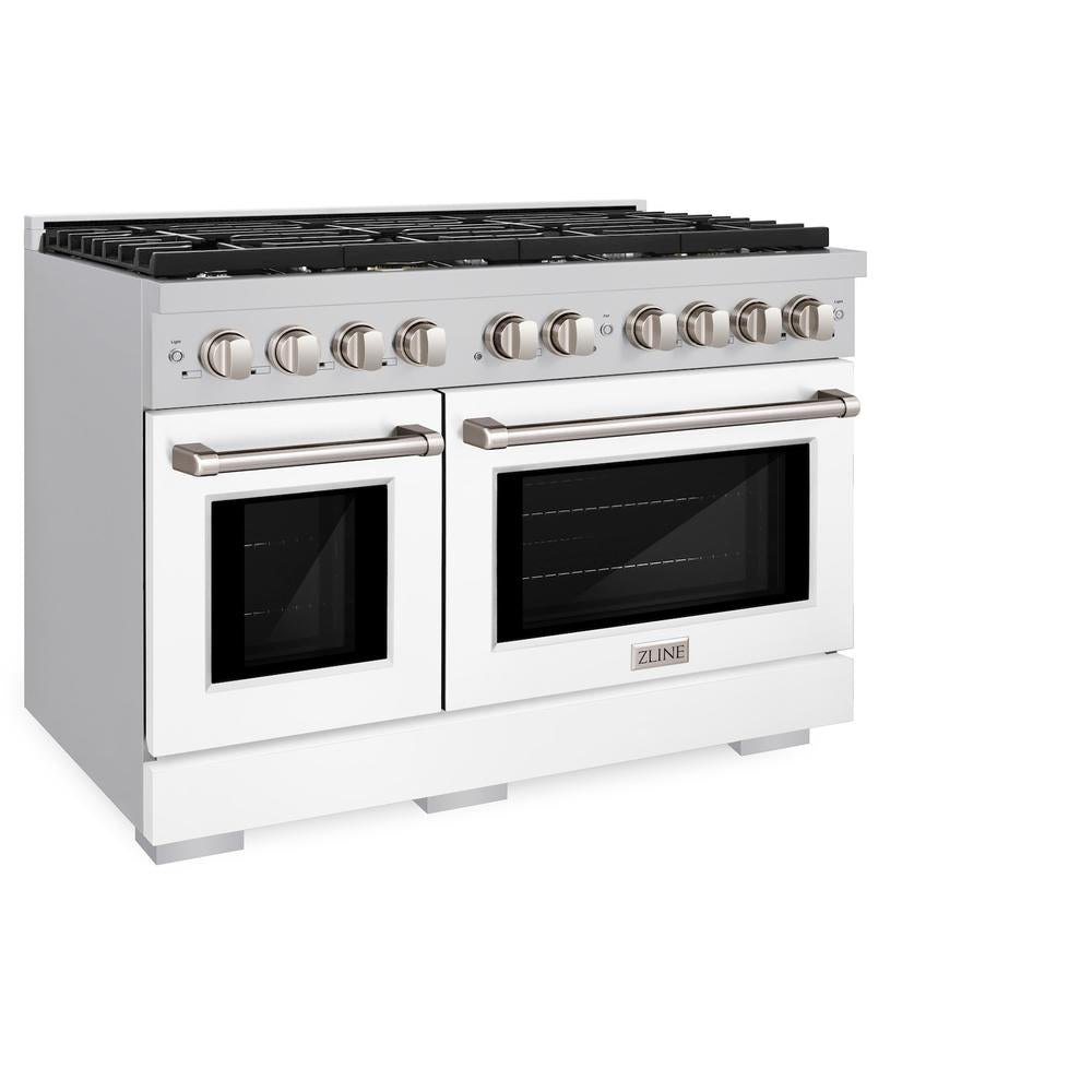 ZLINE Paramount 48-inch range in stainless steel with white matte door SDR-WM-48, view 4