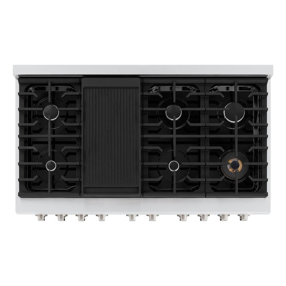 ZLINE Paramount 48-inch range in stainless steel with white matte door SGR-WM-48, from above