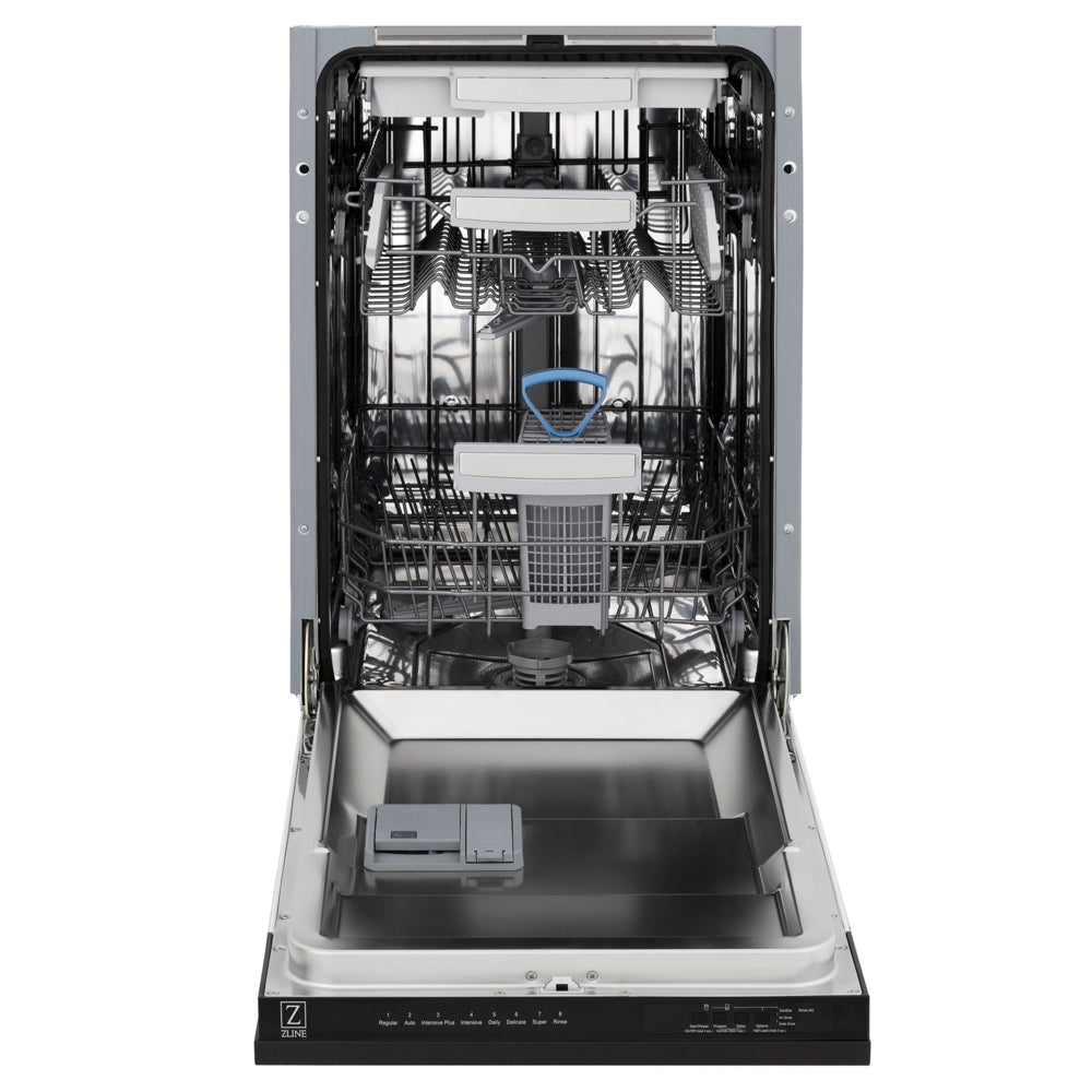ZLINE Tallac 18-inch dishwasher in black stainless steel DWV-BS-18, front view