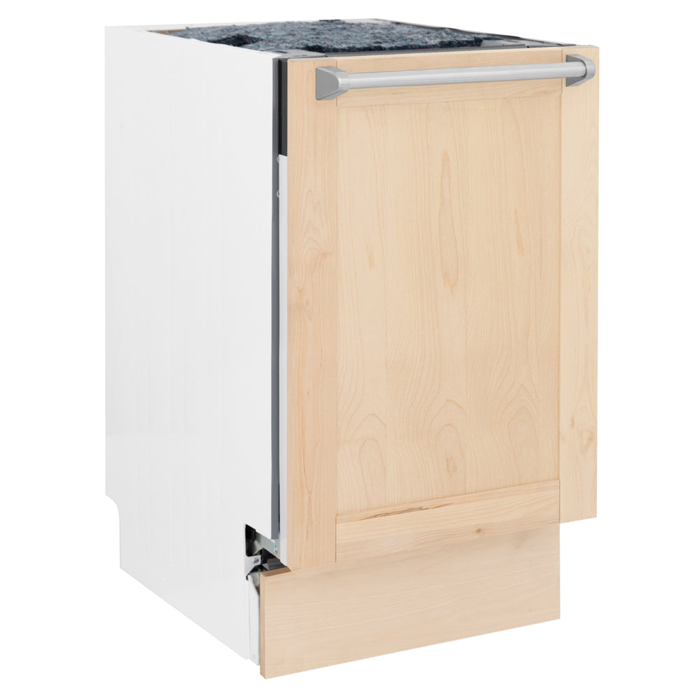 ZLINE Tallac 18-inch dishwasher in unfinished wood DWV-UF-18, side view