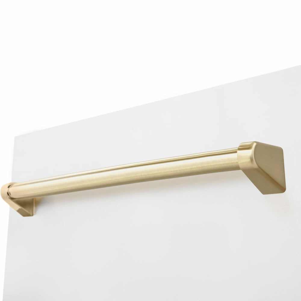 ZLINE Autograph Edition Tallac 18-inch dishwasher in white matte and polished gold accents DWVZ-WM-18-G, detail