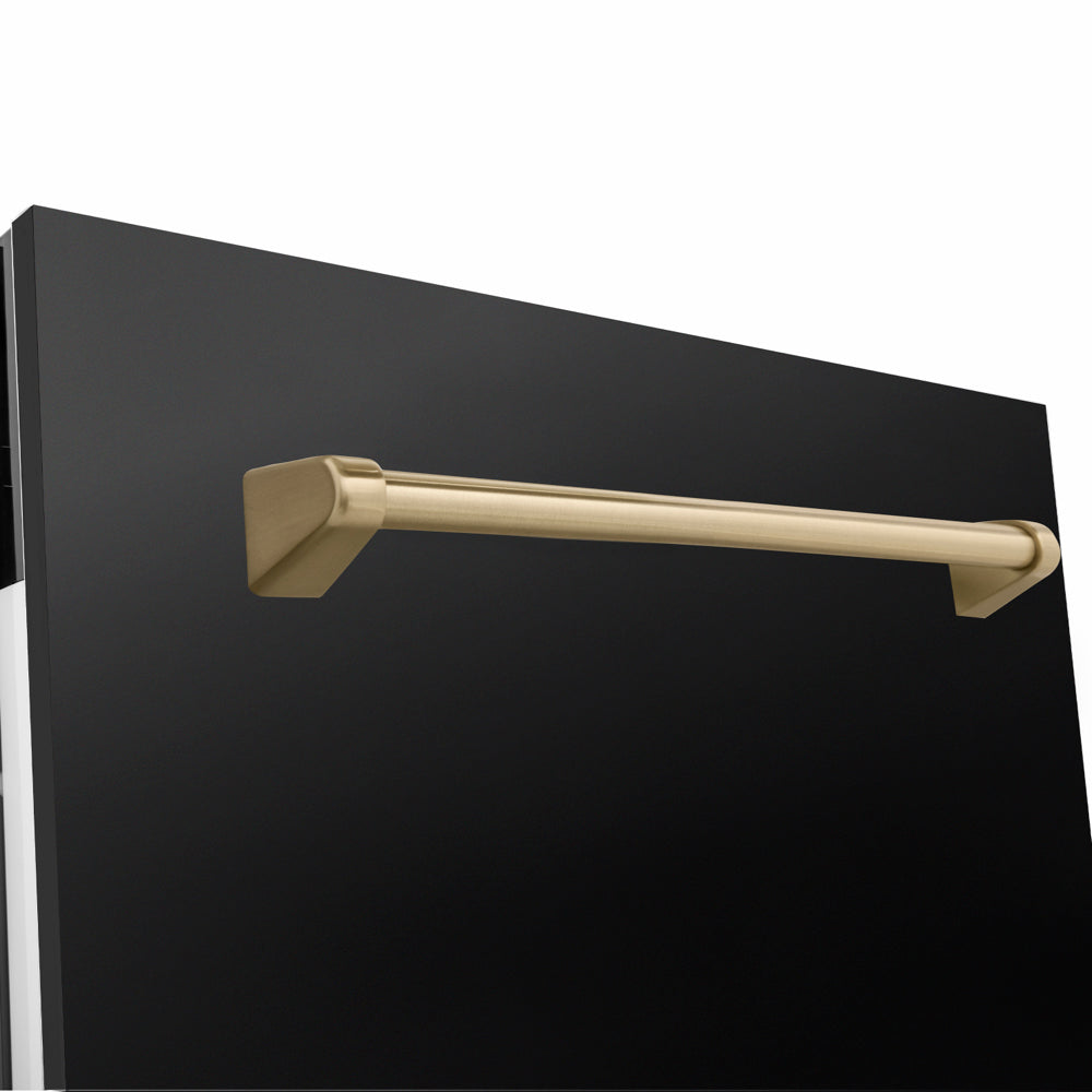 ZLINE Autograph Edition Tallac 18-inch dishwasher in black stainless steel and champagne bronze accents DWVZ-BS-18-CB, detail