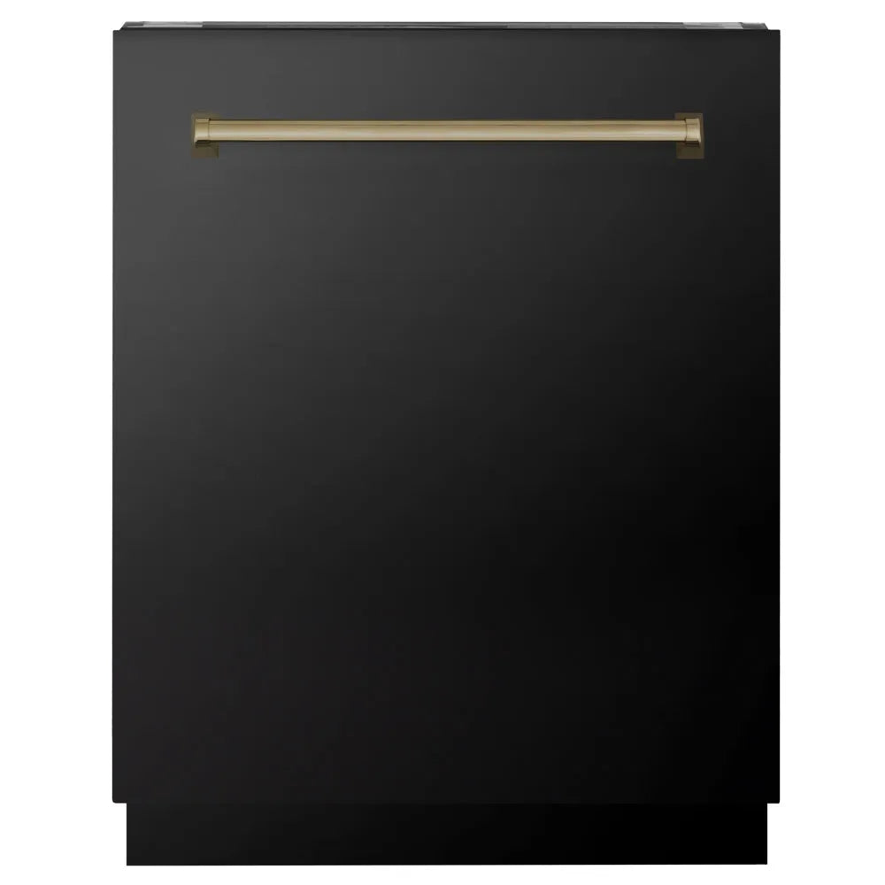 ZLINE Autograph Edition Tallac 24-inch dishwasher in black stainless steel and champagne bronze accents DWVZ-BS-24-CB