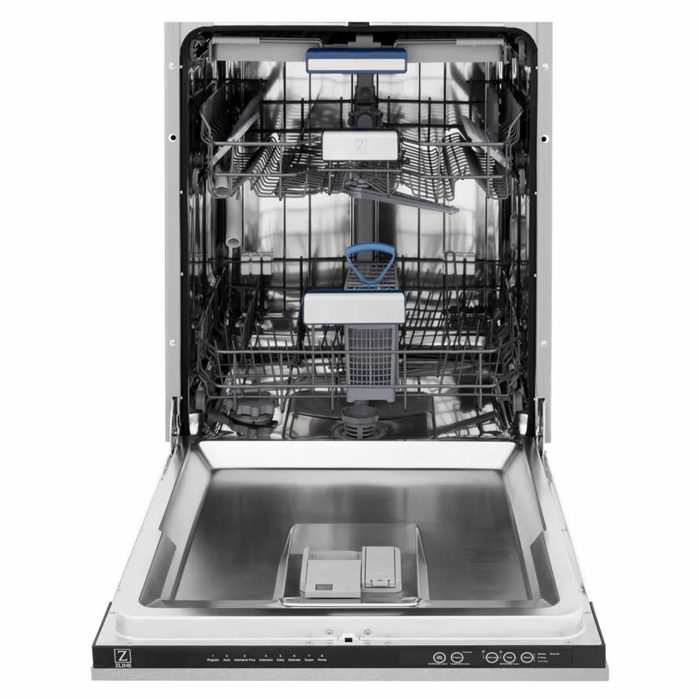 ZLINE Autograph Edition Tallac 24-inch dishwasher in satin stainless steel and champagne bronze accents DWVZ-SN-24-CB, front view