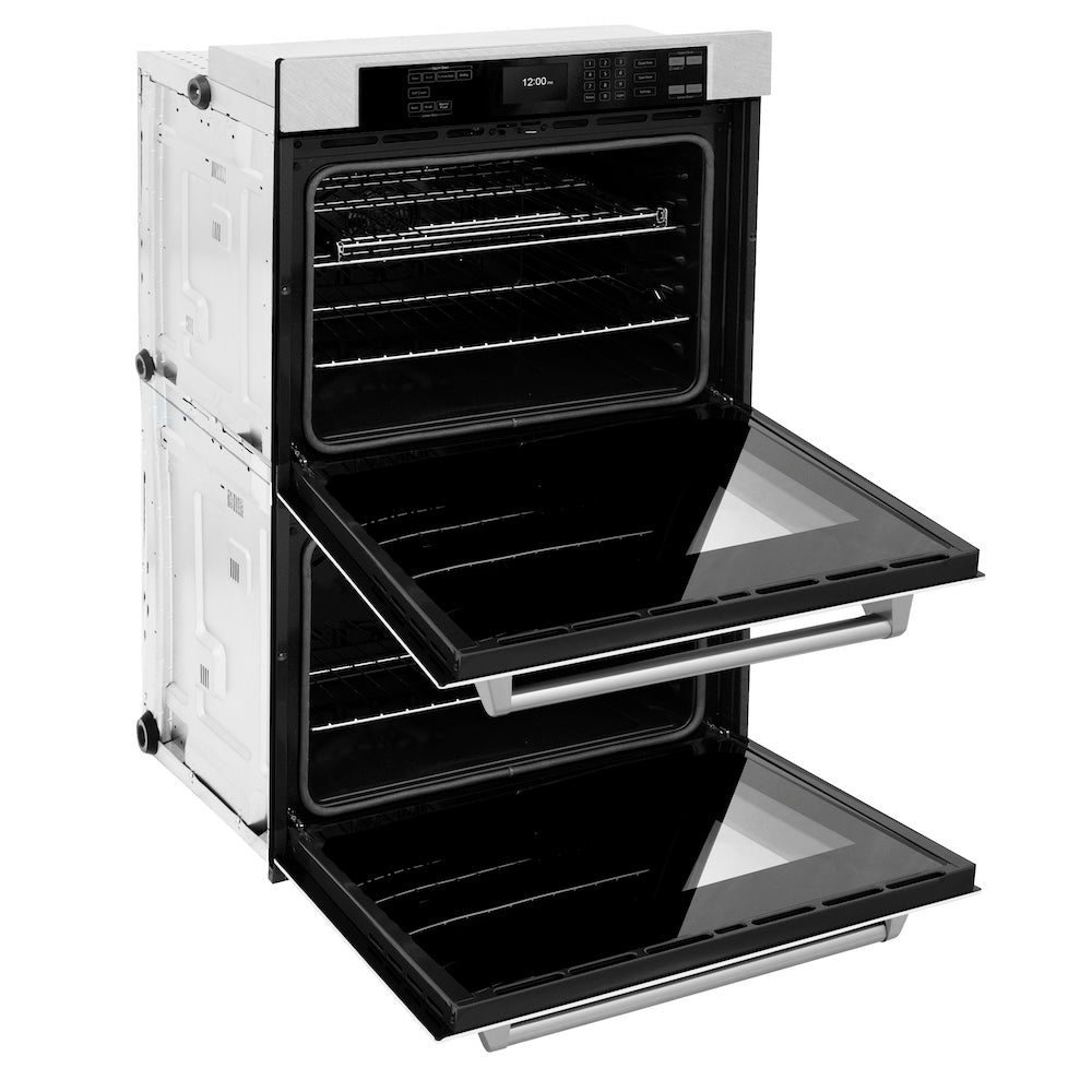 ZLINE Professional 30-inch wall oven in satin stainless steel with white matte door WADS-WM-30, door open
