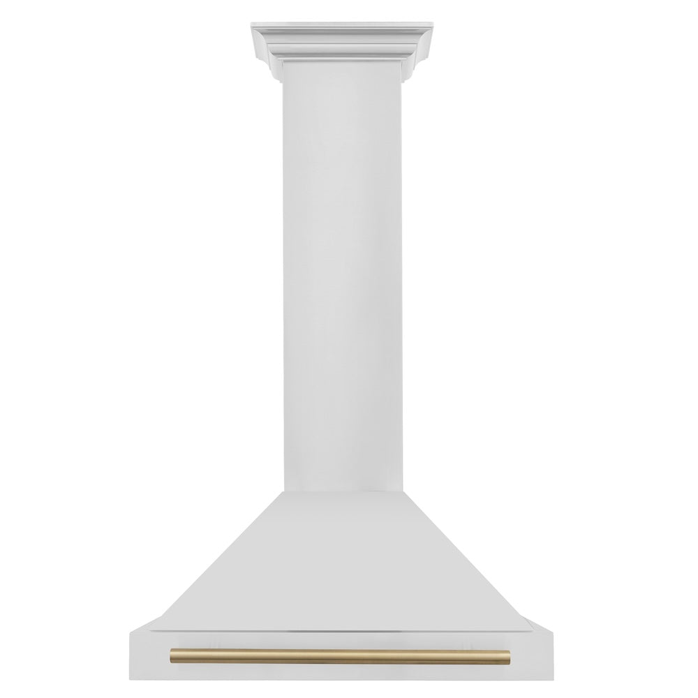 ZLINE Autograph Edition 30-inch range hood in stainless steel and champagne bronze accents KB4STZ-30-CB, front view