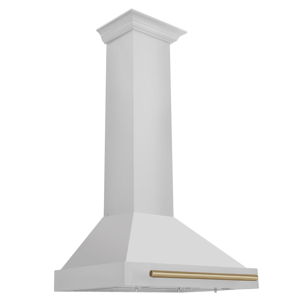 ZLINE Autograph Edition 30-inch range hood in stainless steel and champagne bronze accents KB4STZ-30-CB