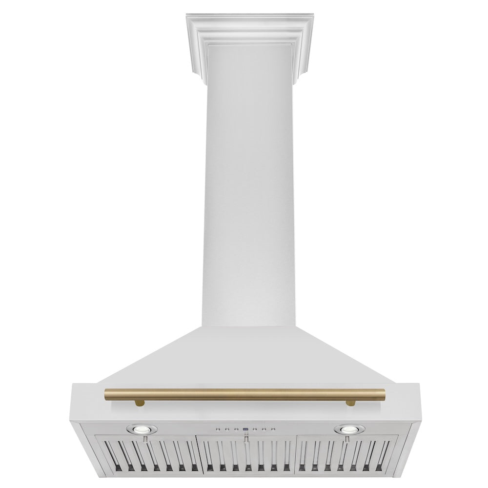 ZLINE Autograph Edition 30-inch range hood in stainless steel and champagne bronze accents KB4STZ-30-CB, view 4