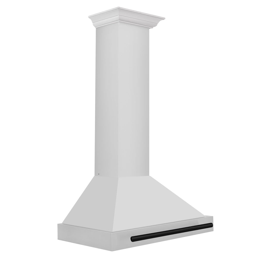 ZLINE Autograph Edition 30-inch range hood in stainless steel and matte black accents KB4STZ-30-MB, side view