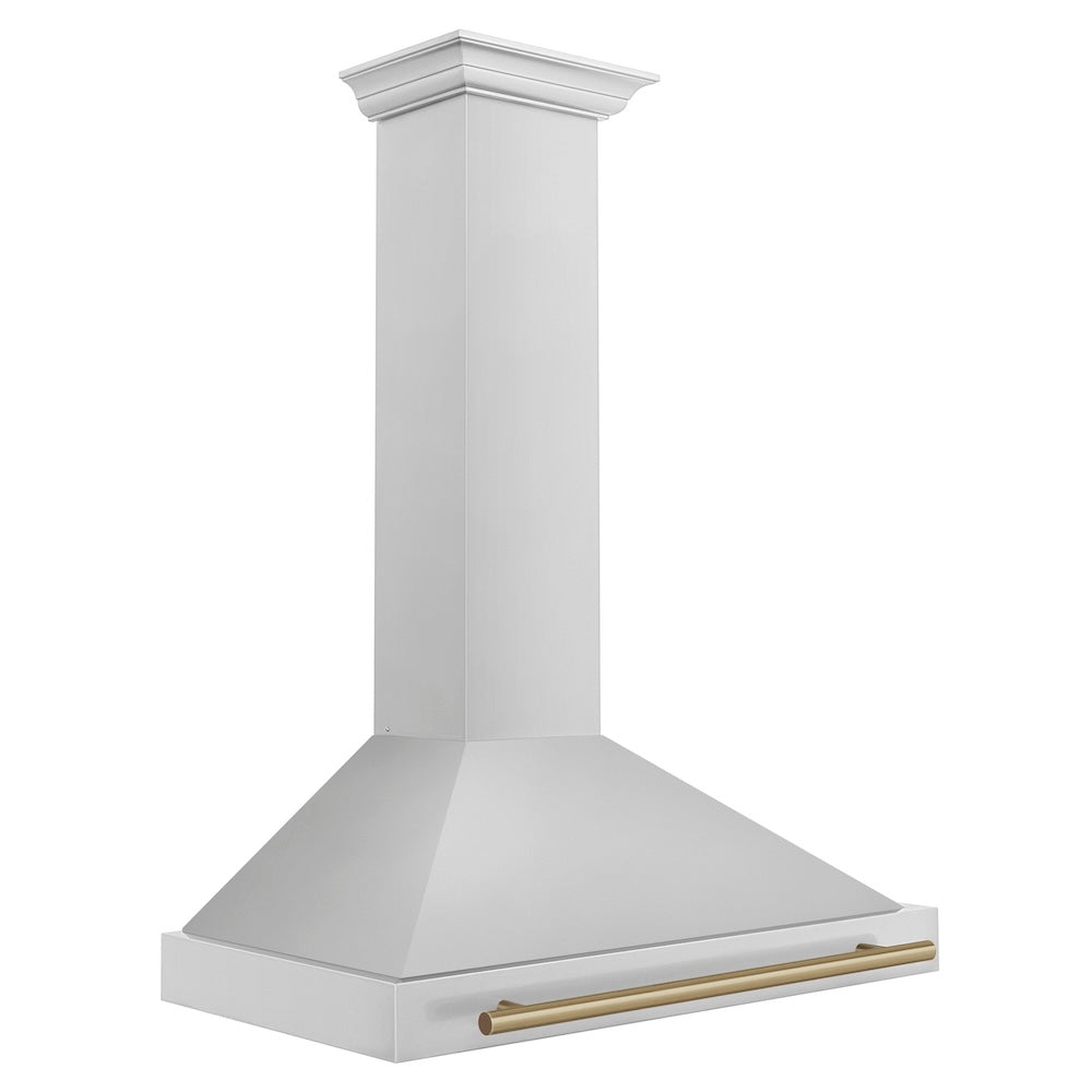 ZLINE Autograph Edition 36-inch range hood in stainless steel and champagne bronze accents KB4STZ-36-CB, side view