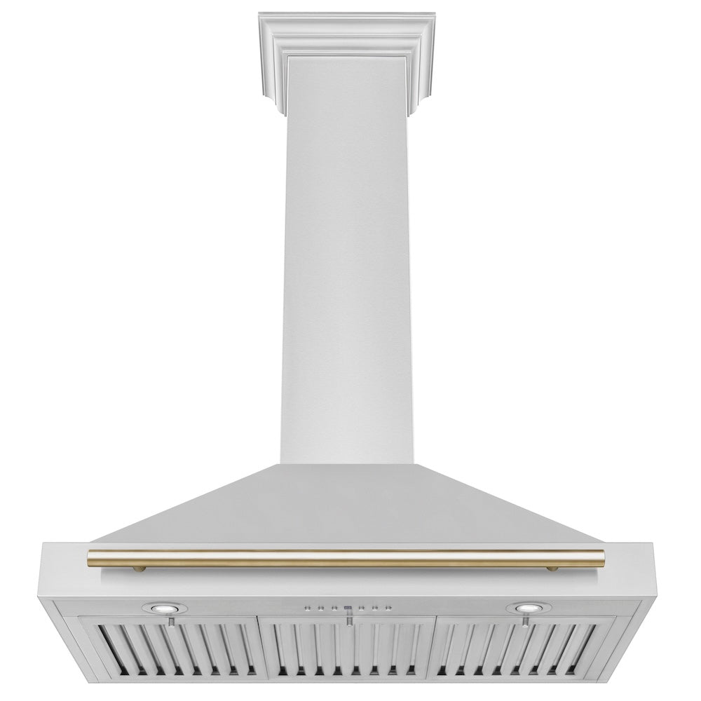 ZLINE Autograph Edition 36-inch range hood in stainless steel and polished gold accents KB4STZ-36-G, view 3