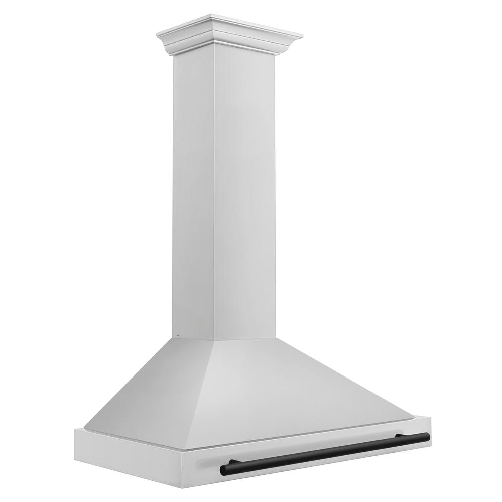 ZLINE Autograph Edition 36-inch range hood in stainless steel and matte black accents KB4STZ-36-MB, side view