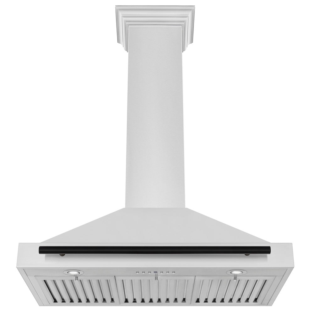 ZLINE Autograph Edition 36-inch range hood in stainless steel and matte black accents KB4STZ-36-MB, view 3