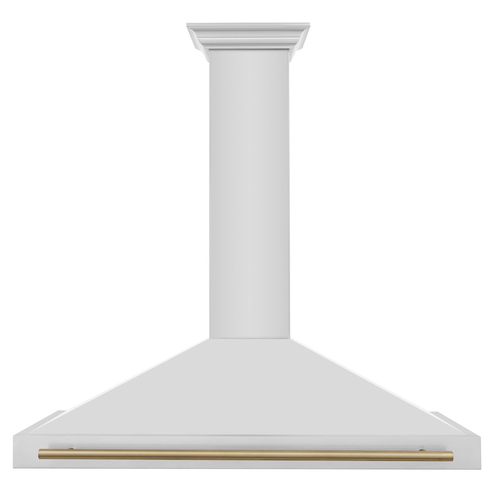 ZLINE Autograph Edition 48-inch range hood in stainless steel and champagne bronze accents KB4STZ-48-CB, front view