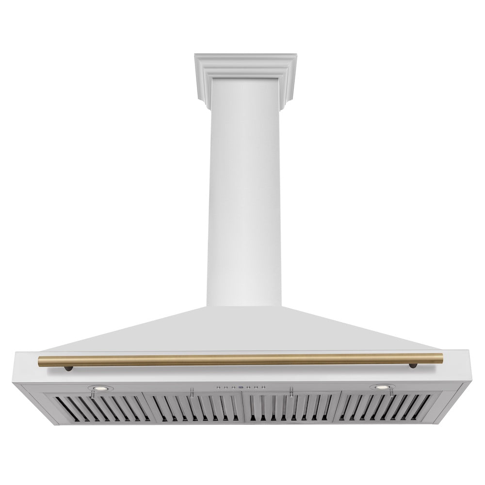 ZLINE Autograph Edition 48-inch range hood in stainless steel and champagne bronze accents KB4STZ-48-CB, view 5