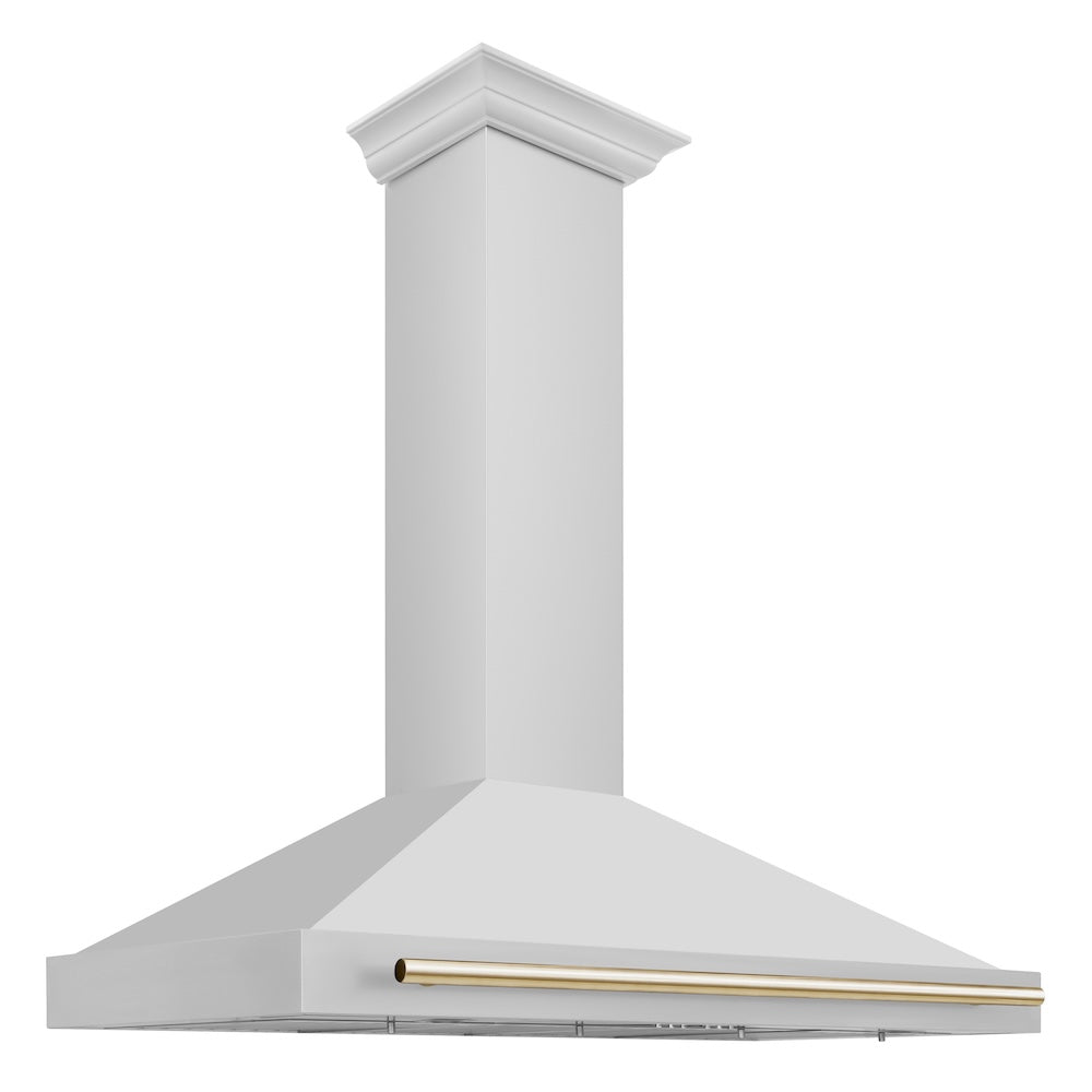 ZLINE Autograph Edition 48-inch range hood in stainless steel and polished gold accents KB4STZ-48-G