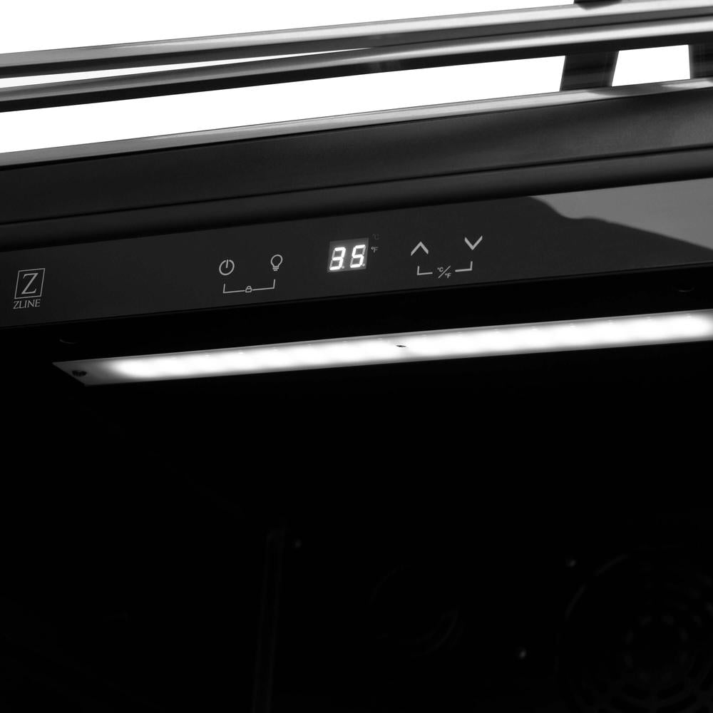 ZLINE Autograph Edition Monument 24-inch beverage fridge in stainless steel and matte black accents RBVZ-US-24-MB, detail