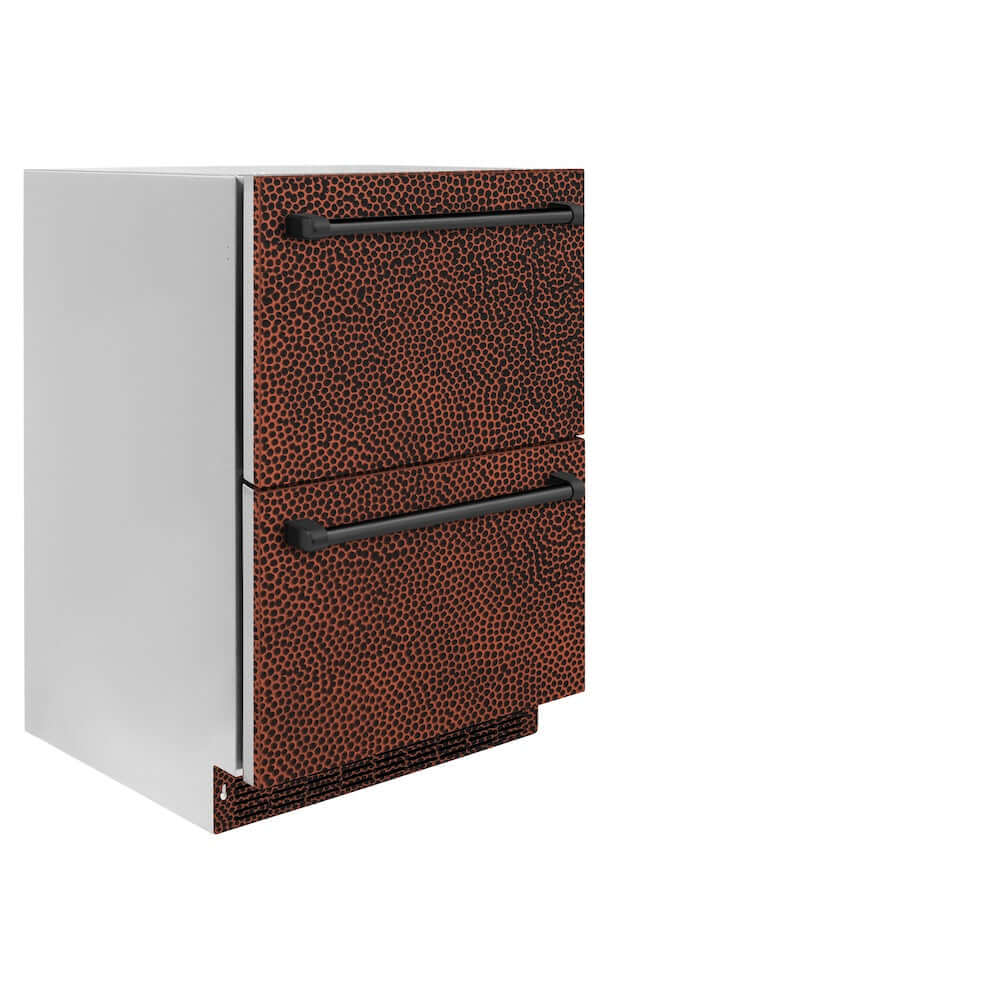 ZLINE Touchstone 24-inch refrigerator in hand-hammered copper RDSO-HH-24, side view