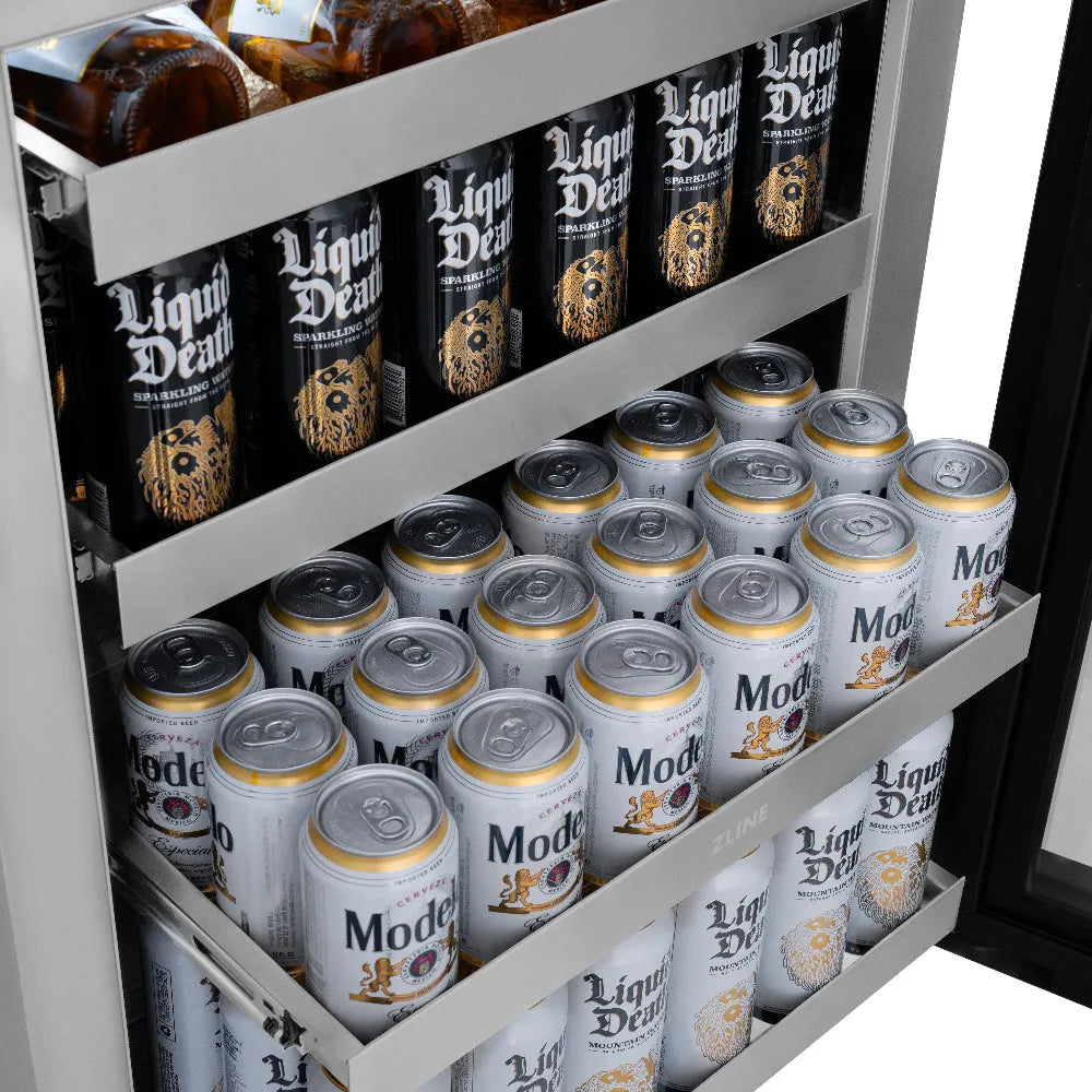 ZLINE Touchstone 24-inch beverage fridge in hand-hammered copper RBSO-HH-24, detail