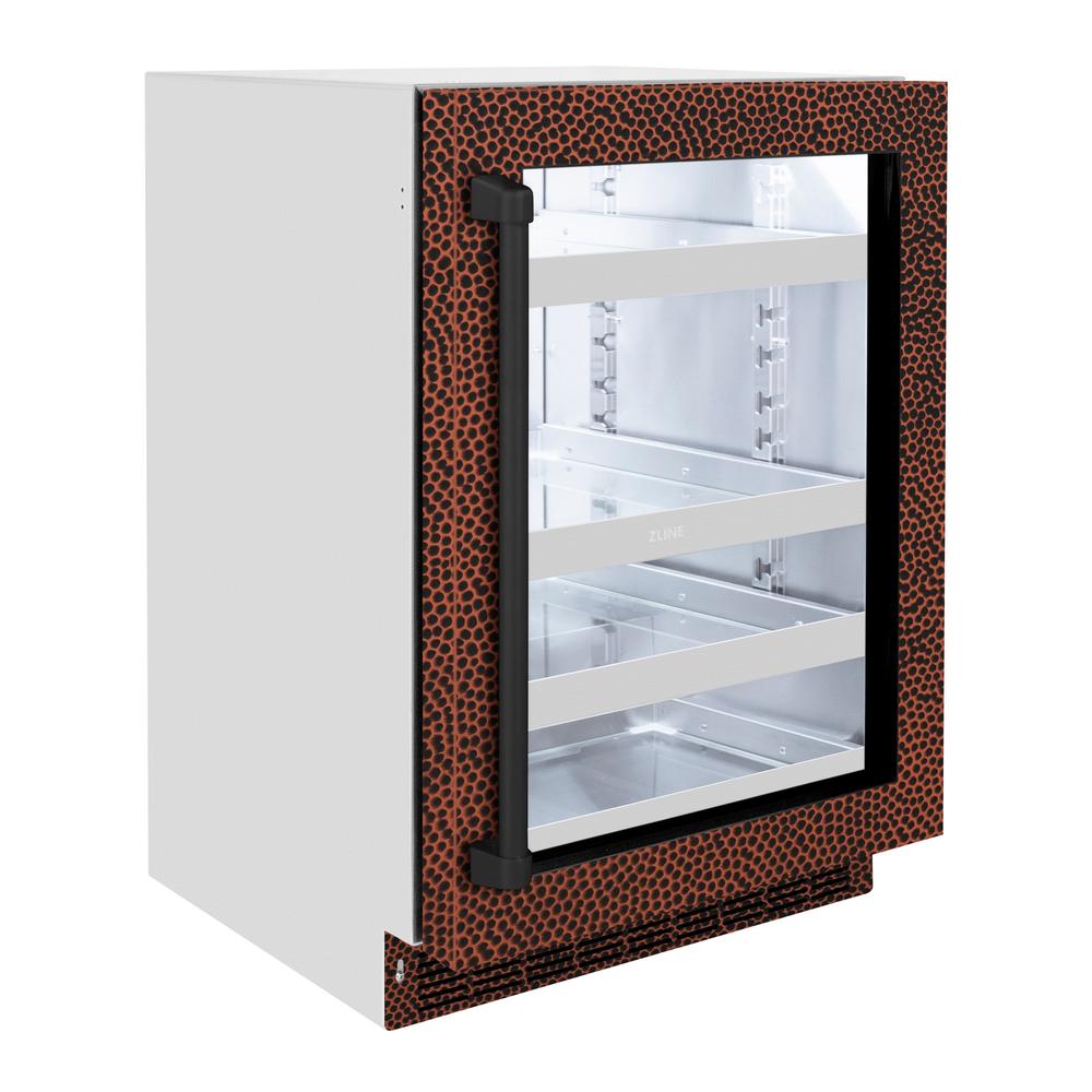 ZLINE Touchstone 24-inch beverage fridge in hand-hammered copper RBSO-HH-24, view 4
