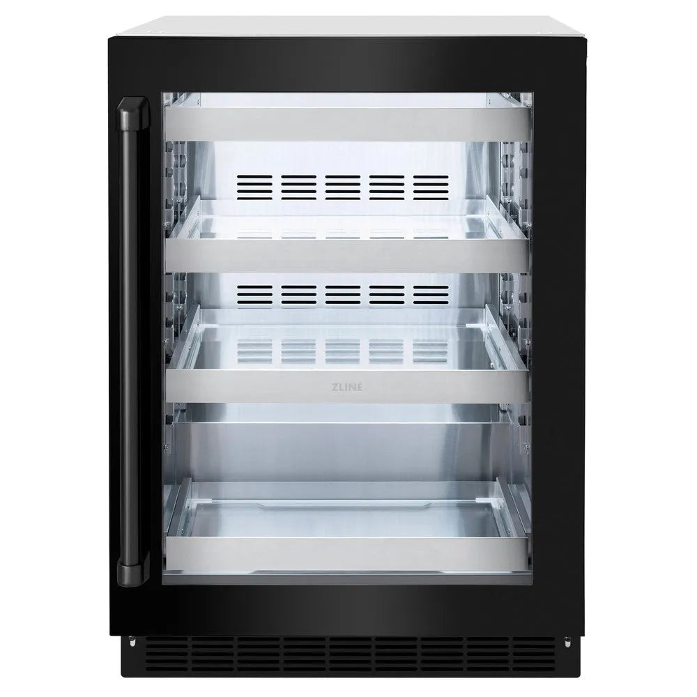 ZLINE Touchstone 24-inch beverage fridge in black stainless steel RBSO-BS-24