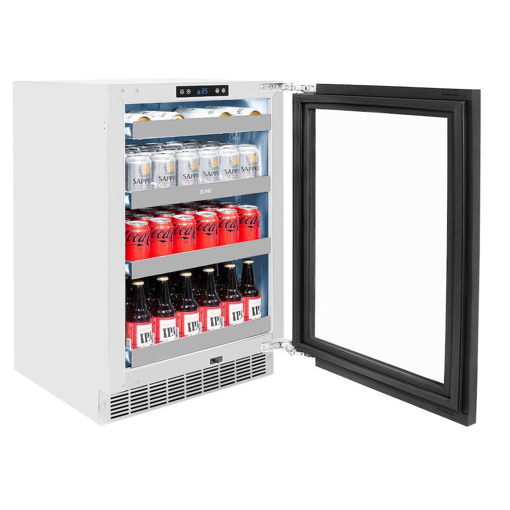 ZLINE Touchstone 24-inch beverage fridge, panel ready RBSPO-24, door open