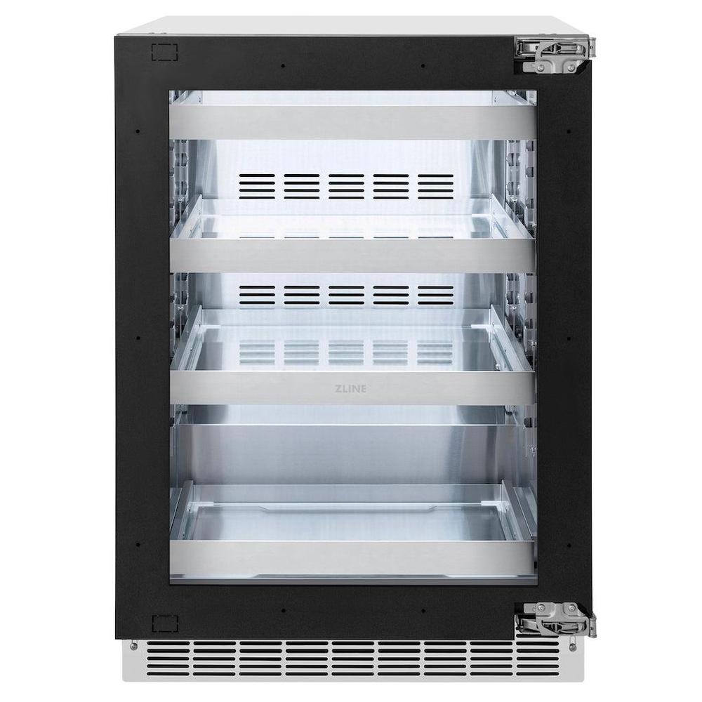 ZLINE Autograph Edition Touchstone 24-inch beverage fridge, panel ready and champagne bronze accents RBSPOZ-24-CB, view 4