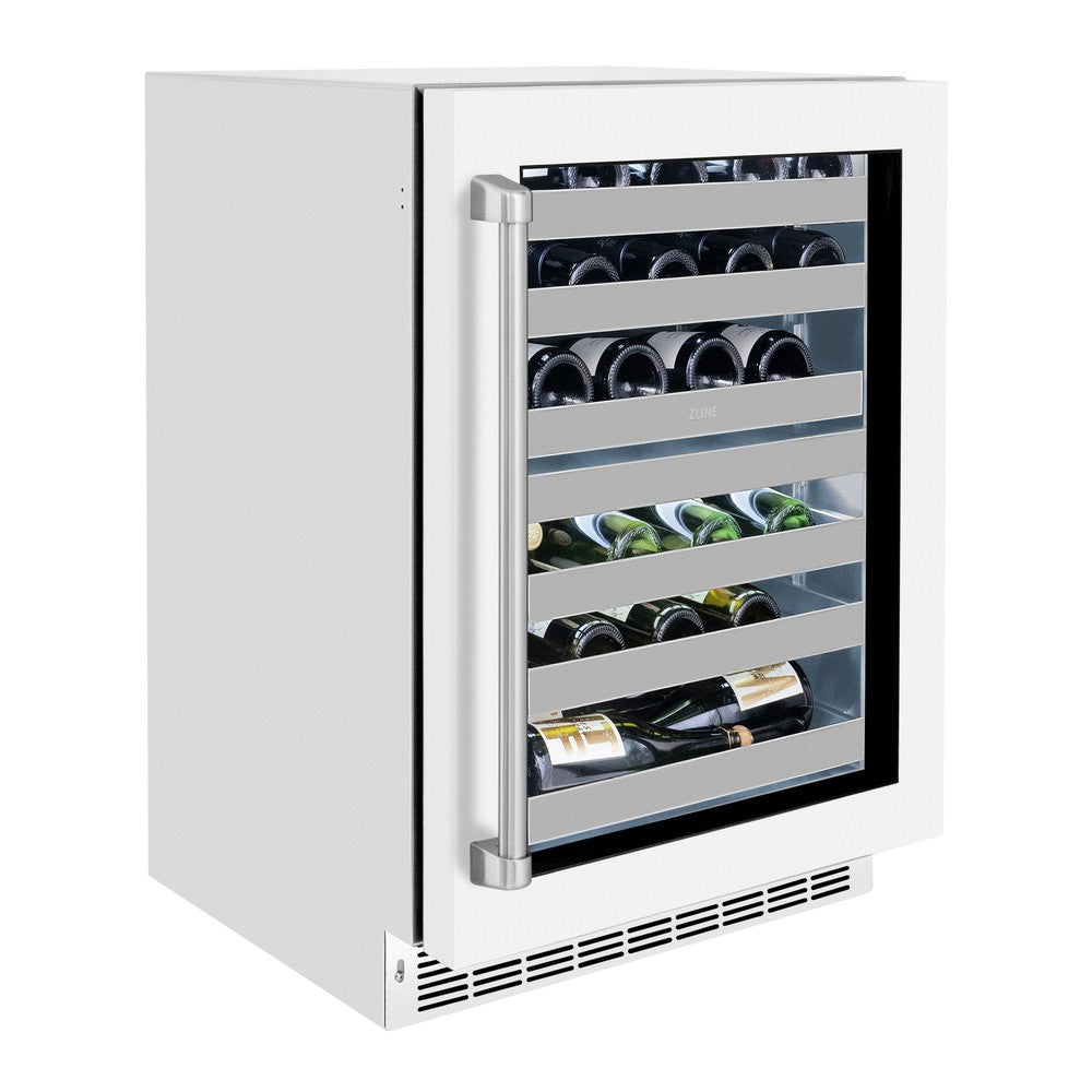 ZLINE Touchstone 24-inch wine cooler in white matte RWDO-WM-24, view 4