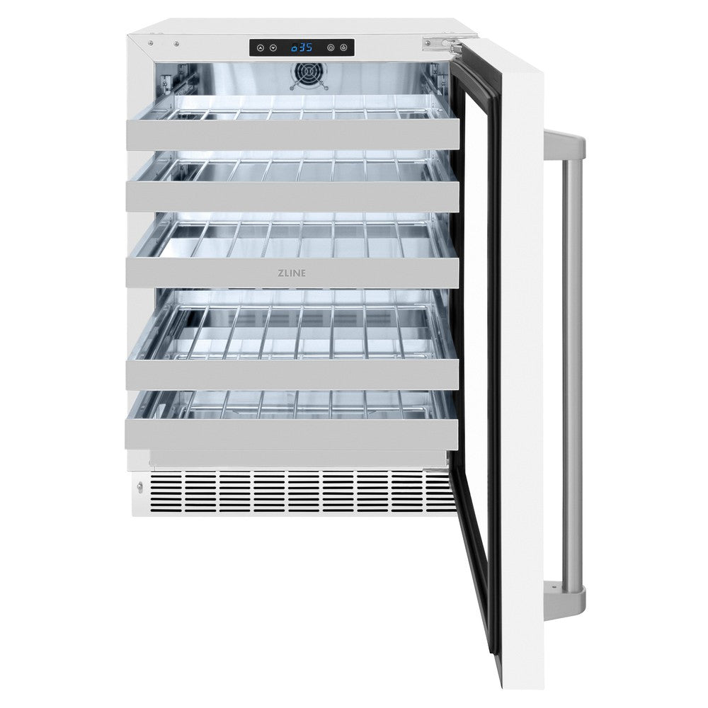 ZLINE Touchstone 24-inch wine cooler in white matte RWDO-WM-24, front view