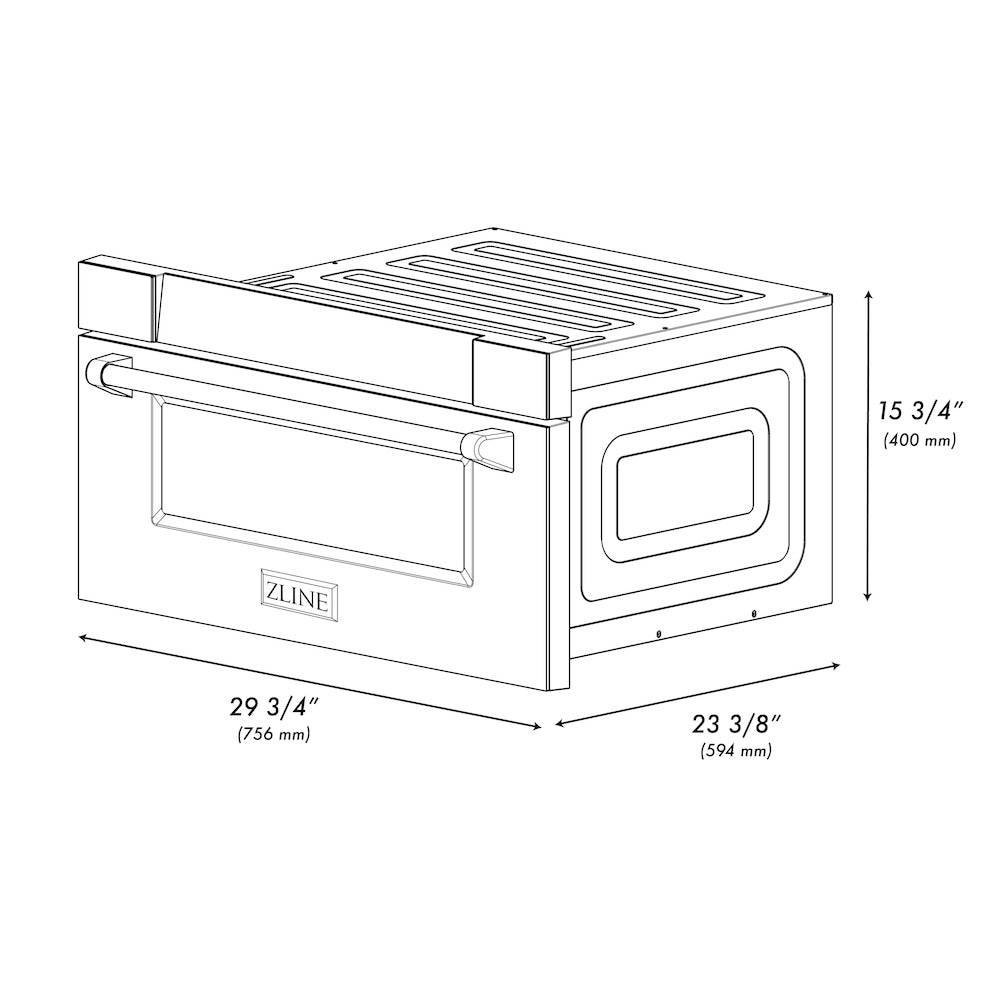 ZLINE Autograph Edition 30-inch microwave in satin stainless steel and matte black accents MWDZ-30-SS-MB, view 7