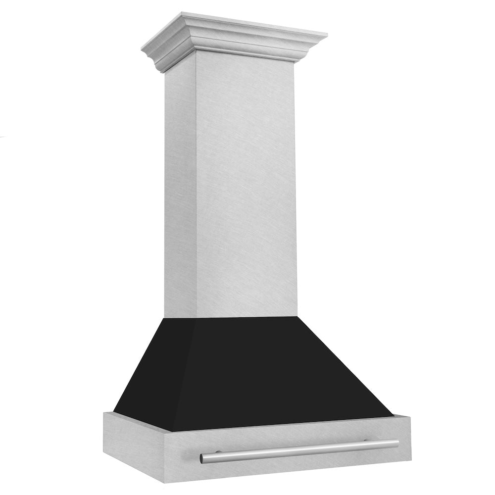 ZLINE 30-inch range hood in satin stainless steel 8654SNX-BLM-30, side view
