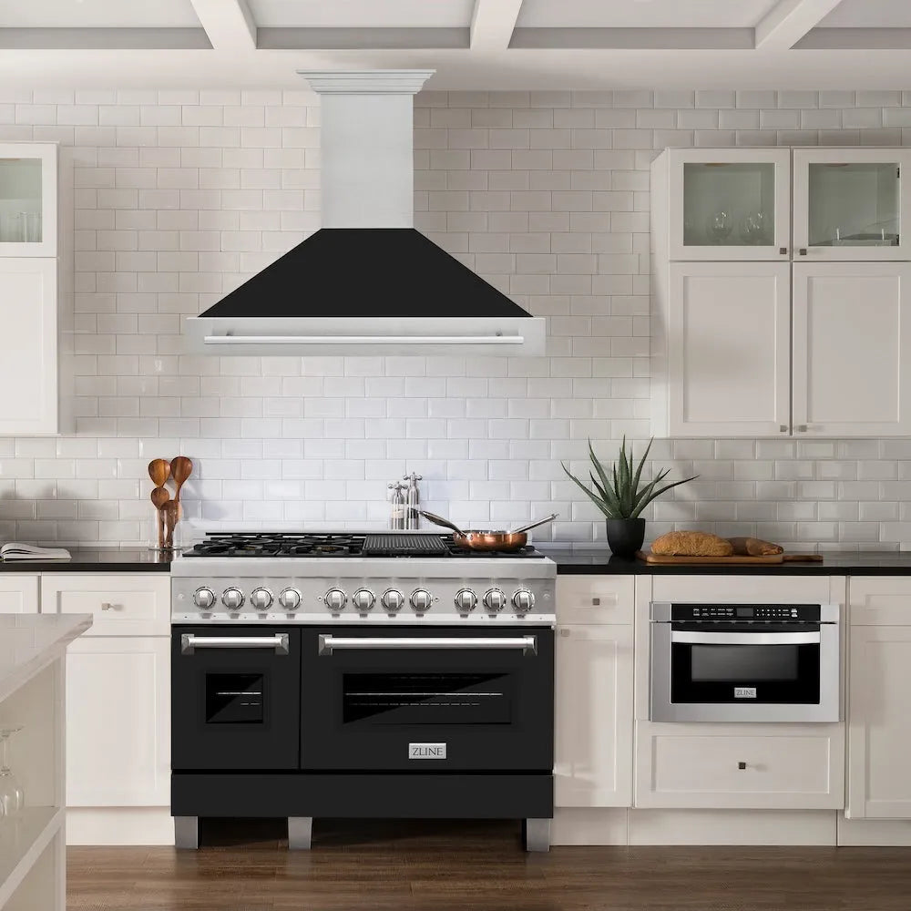 ZLINE 48-inch range hood in satin stainless steel 8654SNX-BLM-48, view 2