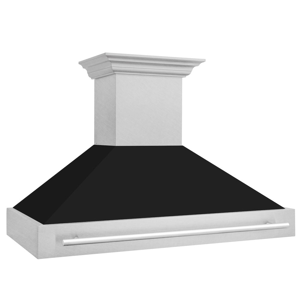 ZLINE 48-inch range hood in satin stainless steel 8654SNX-BLM-48, side view
