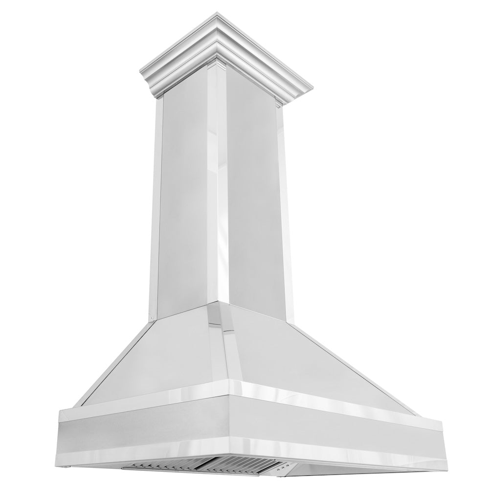 ZLINE Designer 36-inch range hood in satin stainless steel and mirror accents 655MR-36