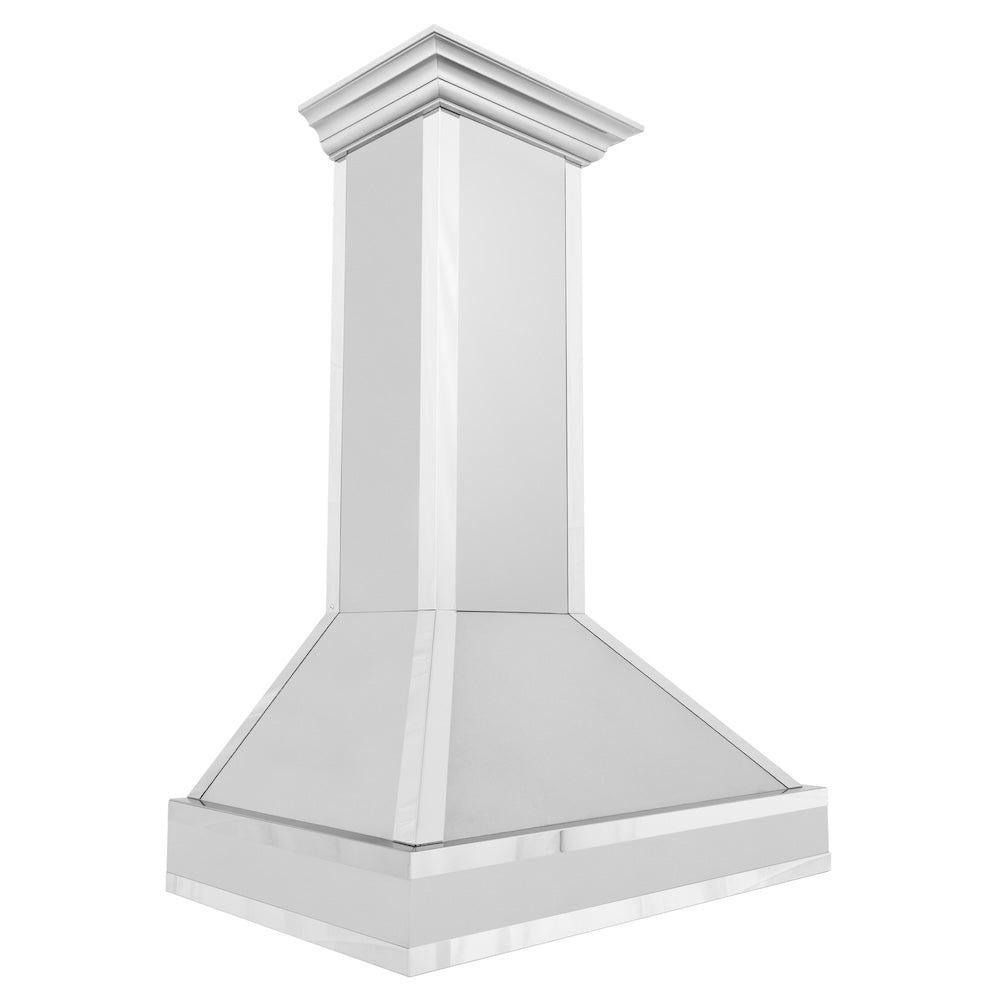 ZLINE Designer 36-inch range hood in satin stainless steel and mirror accents 655MR-36, from above
