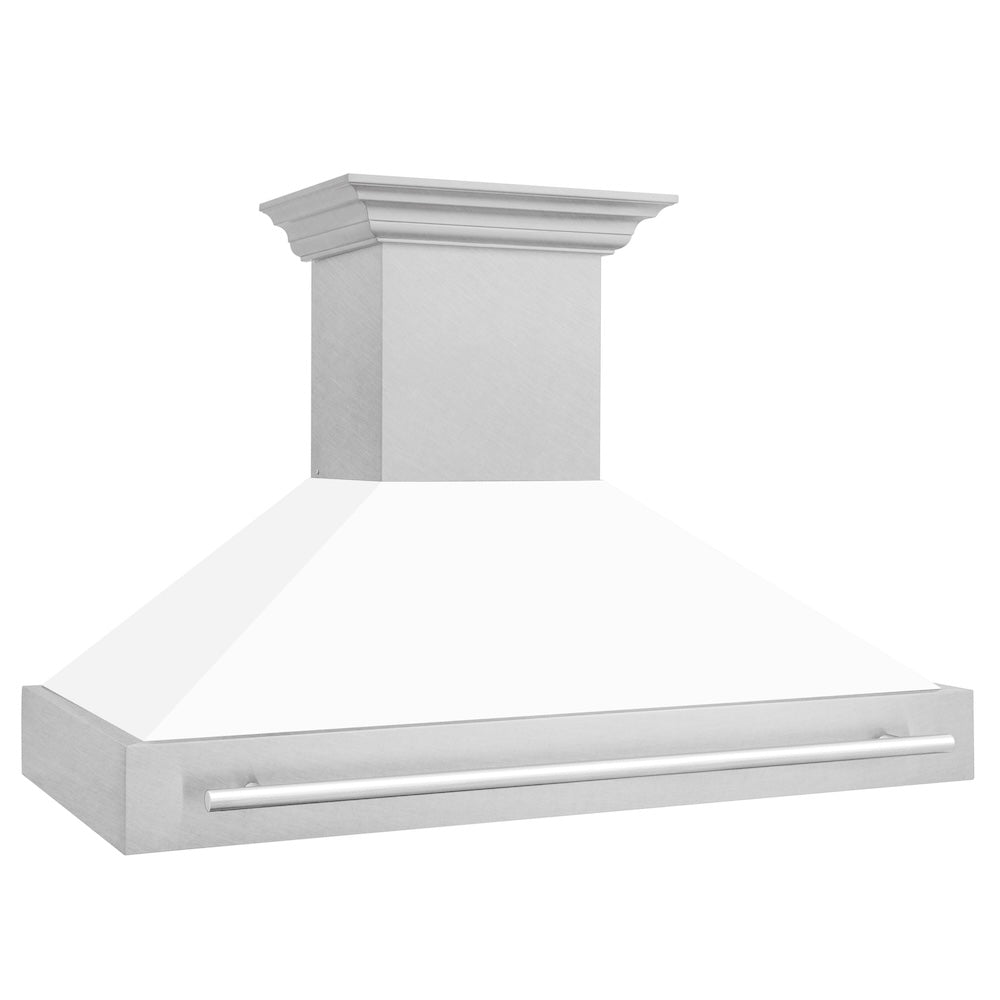 ZLINE 48-inch range hood in satin stainless steel 8654SNX-WM-48, side view