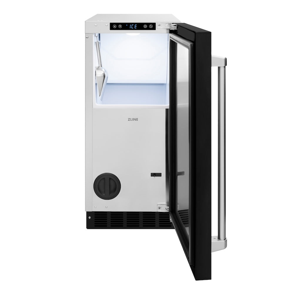 ZLINE Touchstone 15-inch ice maker in black matte ICCD-BLM-15, front view