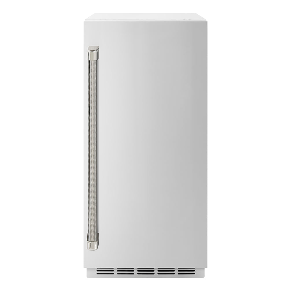 ZLINE Autograph Edition Touchstone 15-inch ice maker in stainless steel and polished nickel accents ICCDZ-ST-15-KPN