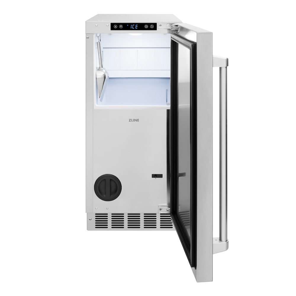ZLINE Touchstone 15-inch ice maker in stainless steel IGMD-ST-15, front view