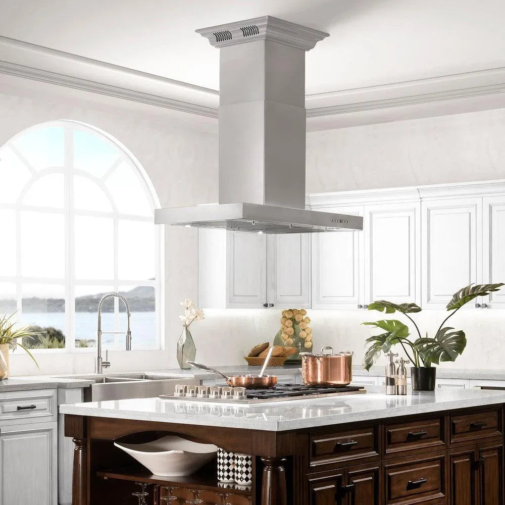 ZLINE CrownSound 30-inch range hood in stainless steel KE2ICRN-BT-30, side view