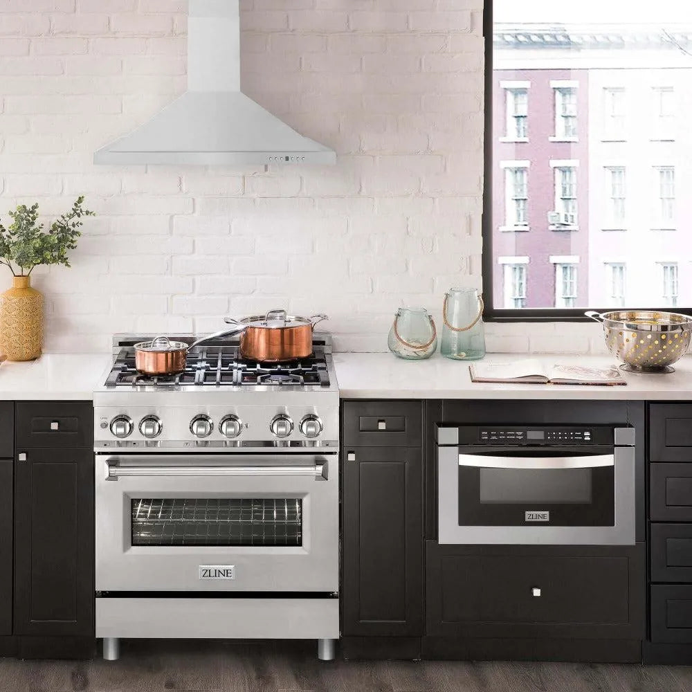 ZLINE 30-inch kitchen package 2KP-RARH30 installed in a kitchen