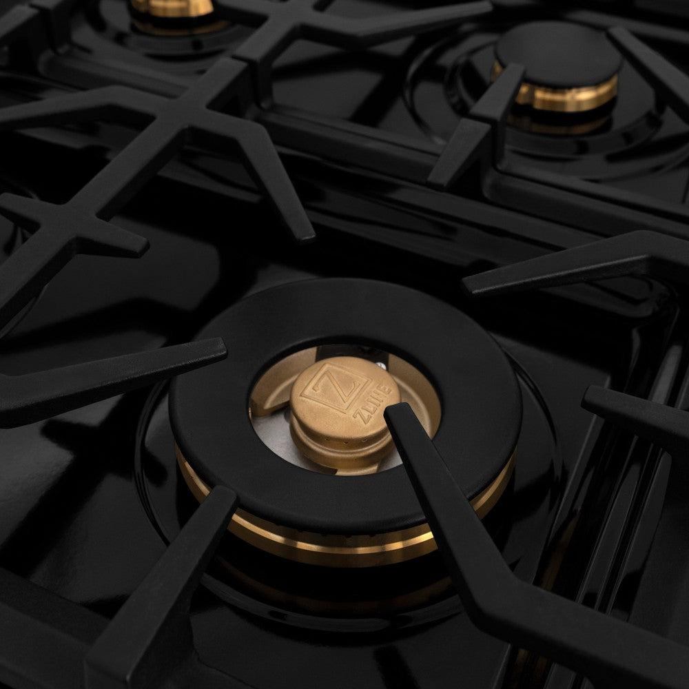 ZLINE Autograph Edition Legacy 60-inch range in stainless steel and champagne bronze accents RAZ-60-CB, detail