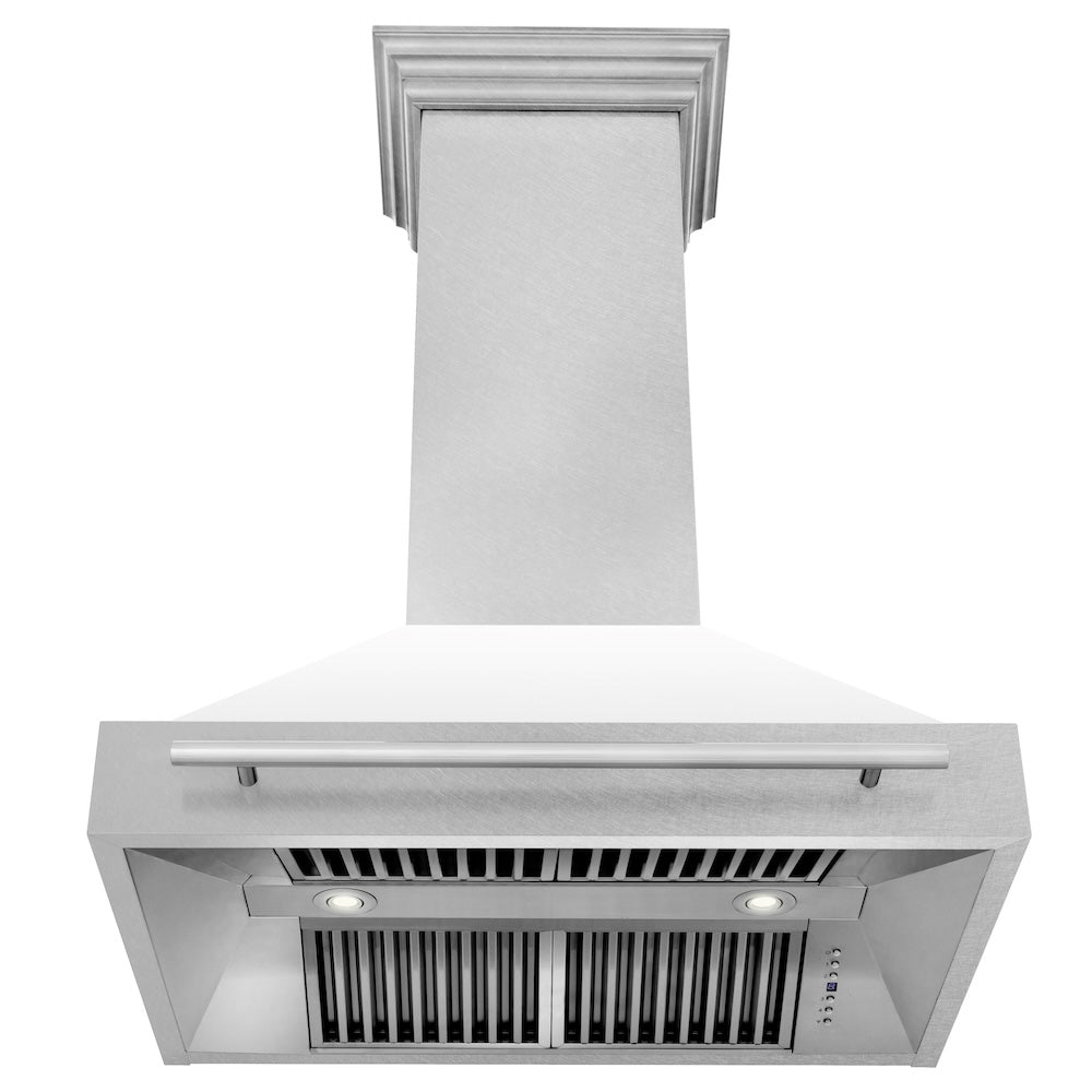 ZLINE 36-inch range hood in satin stainless steel 8654SNX-WM-36, front view