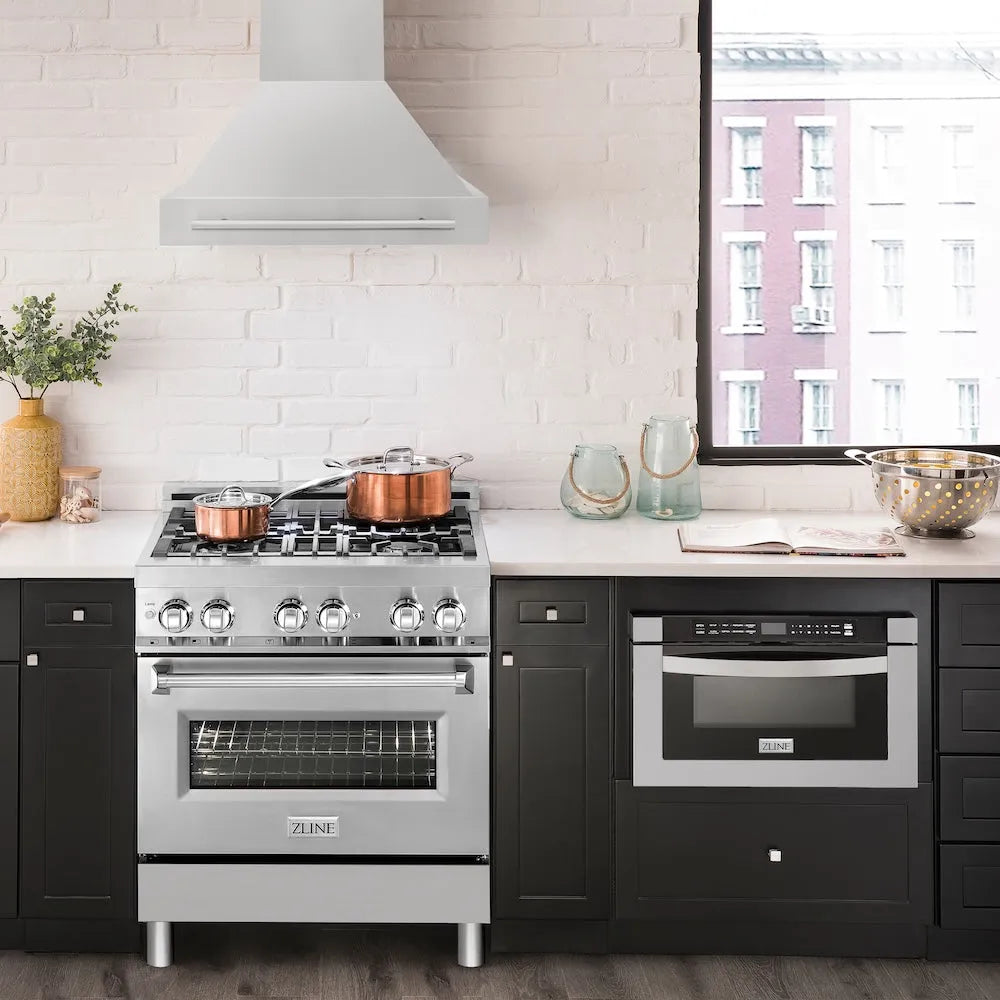 ZLINE 30-inch range hood in stainless steel 8654STX-30, front view