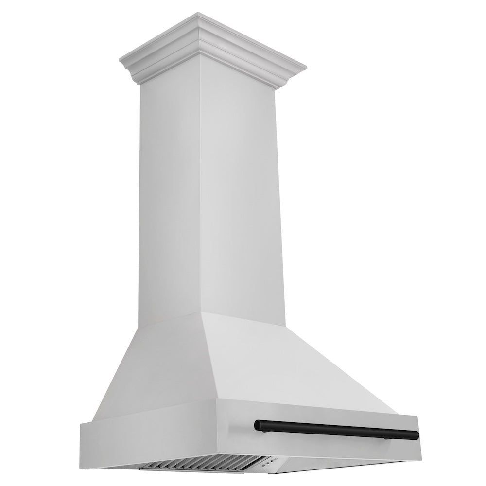ZLINE Autograph Edition 30-inch range hood in stainless steel and matte black accents 8654STZ-30-MB